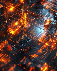 Poster - Abstract Digital Artwork of a Computer Chip