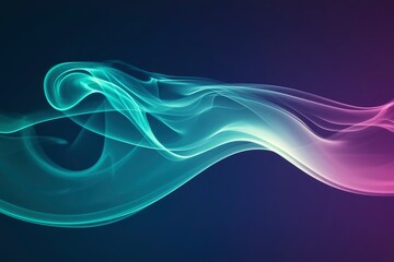 Wall Mural - Abstract Swirling Smoke in Teal and Purple Hues on a Dark Background