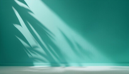 Wall Mural - minimalist, abstract, soft light turquoise background for product presentation with intricate light 