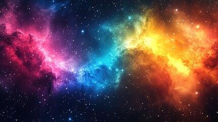 A vibrant cosmic nebula showcasing a stunning blend of colors and starry sky, perfect for space-themed projects and designs.