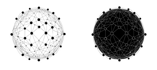 There are two styles of network connection icon set isolated on a white background.