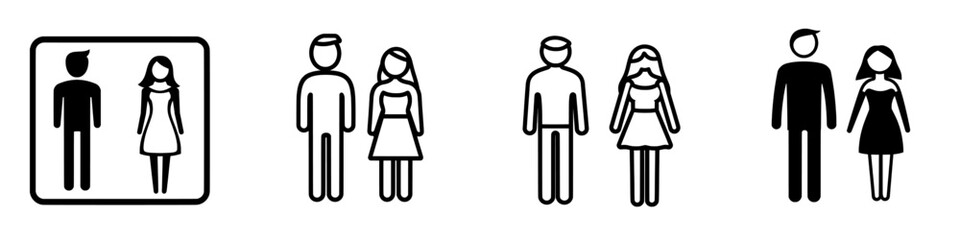 The symbol of a man and a woman using the toilet, modern illustration on transparent or white background.