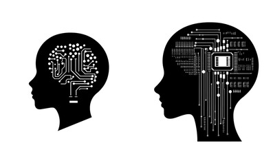 Wall Mural - In this simple modern illustration, a computer chip replaces the human brain to symbolize the stock market