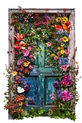 Poster - Flower Collage Door pattern flower geranium.