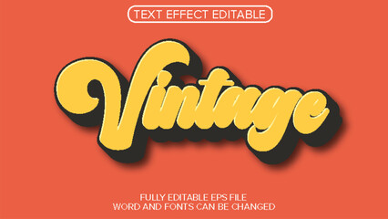 Sticker - 3d text effect vintage vector editable