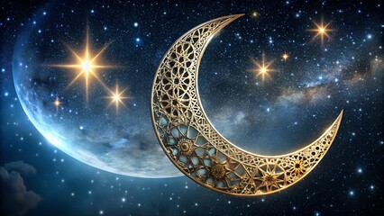 Wall Mural - crescent moon and stars