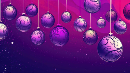 Illustration of christmas balls on a purple background