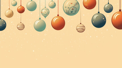 Illustration of christmas balls on a beige background