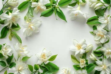 Sticker - Elegant jasmine blossoms against white backdrop