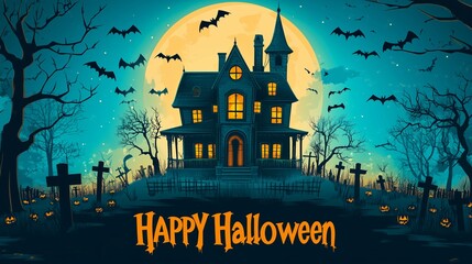 Wall Mural - Happy halloween banner or party invitation background