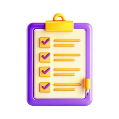 Poster - A 3D rendered clipboard featuring a colorful checklist with check marks, perfect for task management.