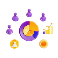 Aufkleber - This image showcases a colorful 3D representation of data visualization including charts and figures.