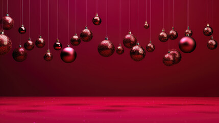 Illustration of christmas balls on a vivid maroon background