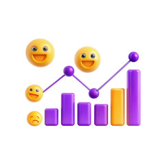 Aufkleber - The image features cheerful emojis and a colorful bar graph representing data trends. It visually conveys positive and negative emotions in a playful manner.