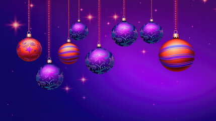 Illustration of christmas balls on a vivid purple background