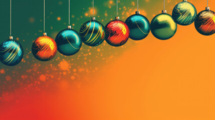 Illustration of christmas balls on a colorful background