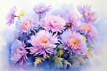 Poster - Aster painting blossom flower.