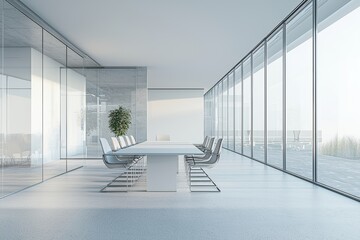 Poster - Modern Conference Room with Glass Walls and Table