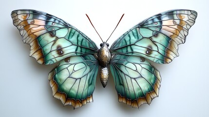 Poster - Green and Blue Butterfly Wings Close Up