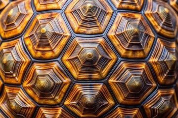 Canvas Print - Close-up of tortoise shell showing geometric scales pattern