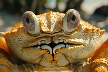 Wall Mural - Close-up of a Crab's Face with Prominent Eyes