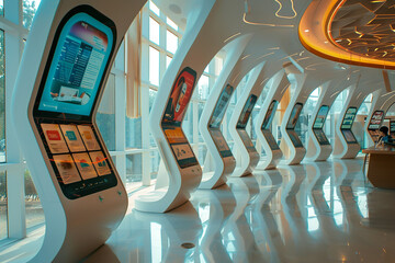 Poster - Futuristic Public Library with Digital Books and Modern Architecture