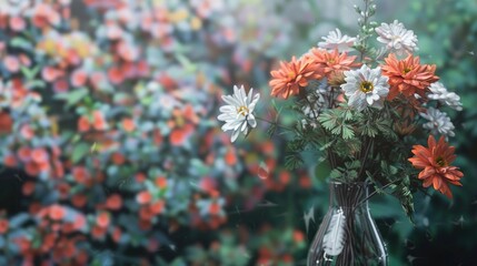 Sticker - An autumn bouquet featuring orange roses