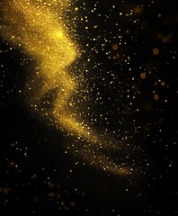 a black background with gold glitter and a long, curvy line of gold glitter