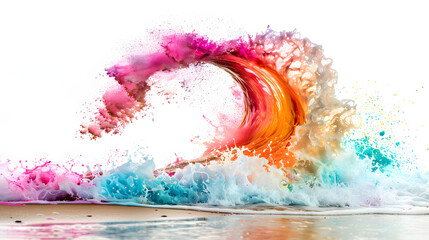 Canvas Print - color wave explosing for holi festival on white background