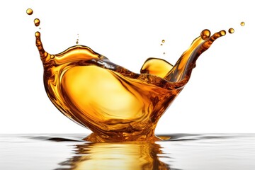 Golden liquid splash art captured against a white background showcasing dynamic motion and vivid color. Generative AI