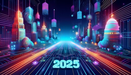 2025, a futuristic vision of innovation and AI artificial intelligence