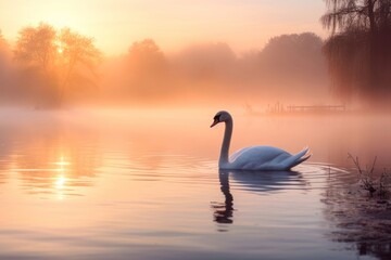 Poster - Swan landscape outdoors nature.