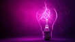 © AstralAngel - bright static electricity energy and power, purple light bulb and lighting strike