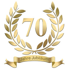 Wall Mural - laurels for the 70th jubilee with text in german