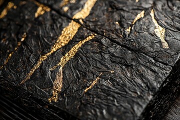 Wall Mural - Close-up of Black and Gold Textured Surface