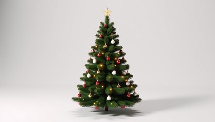 a cg rendered 3d illustration showcases a christmas tree adorned with festive decorations