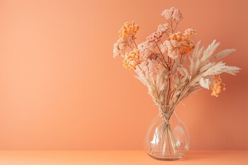 Poster - Vase with flowers on a peach background