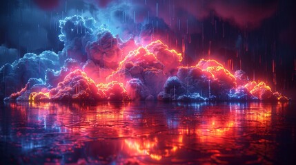 Poster - Create a series of neon weather communication symbols, including shimmering