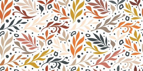 Wall Mural - Autumn background of leaves, seamless pattern, vector design