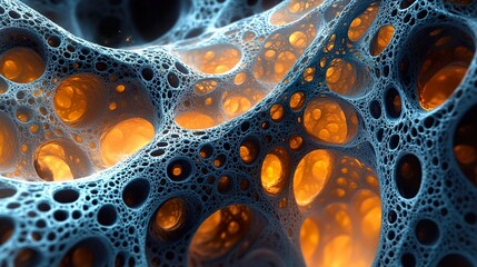 Wall Mural - abstract fractal pattern: blue and orange geometric design