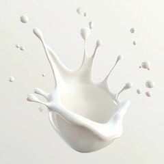Poster - Milk splash on a white background, creating a dynamic and appealing visual.