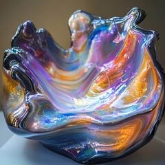 Light refracting under irregular coloured glaze.The refracted light creates a dreamlike effect.Coloured glaze in an abstract shape has a charm and fancy.It's a delicacy and mystery.