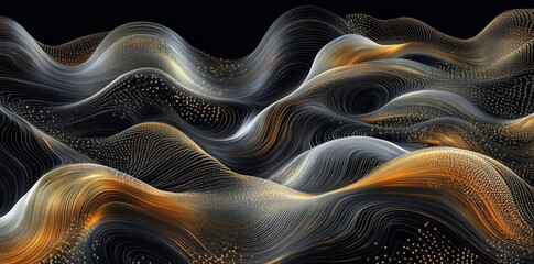 Poster - Background: Golden and black textured 3D abstract wallpaper. Background: Gold and black textured wallpaper.