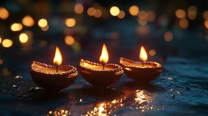 A simple yet elegant Diwali card featuring a glowing diya and warm wishes