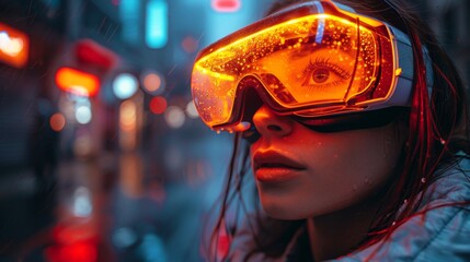 Poster - Create a captivating visual narrative depicting the transformative power of VR goggles, AI animations, and spinning holograms in modern society.
