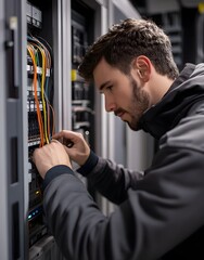 Poster - Technician working on server rack