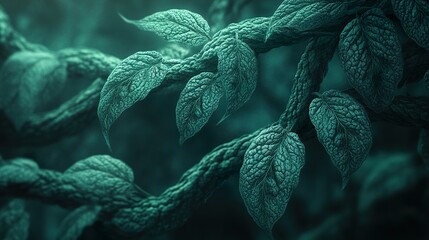 Poster - Close-up of Lush Green Leaves and Branch