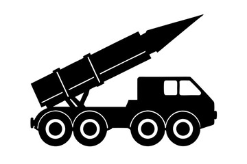 A modern war patriot missile system   icon silhouette vector on white background.