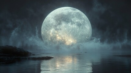 Canvas Print - Mystical Full Moon Over Water: A Dreamy Landscape