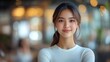 © PixelAI - Portrait of a Smiling Young Woman in a Cafe